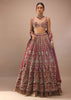 Red Lehenga And A Crop Top In Royal Heritage Embroidery, Bustier Comes In Sleeveless With Back Hooks Closure