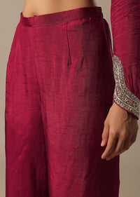 Red Palazzo Set With Brocade Dupatta