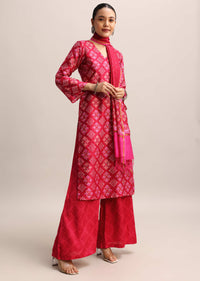 Red Patola Printed Kurta Palazzo With Dupatta