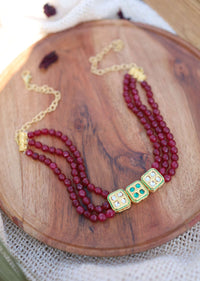 Red Pearl And Kundan Choker Necklace