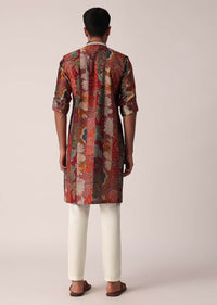 Red Printed Kurta For Men