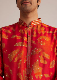 Red Printed Kurta Set