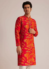 Red Printed Kurta Set