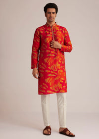 Red Printed Kurta Set