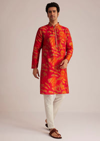 Red Printed Kurta Set