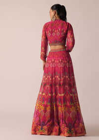 Red Printed Lehenga Set With Sequin Work