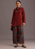 Red Printed Shirt And Pant With Embroidery