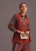 Red Printed Shirt Palazzo Set With Embroidery