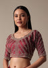 Maroon Readymade Saree With Embellished Blouse