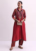 Red Sequin Embroidered Kurta With Printed Pant Set