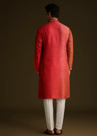 Red Silk Ombre Kurta Set