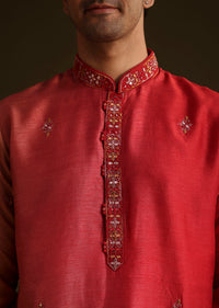 Red Silk Ombre Kurta Set