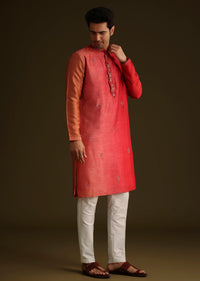 Red Silk Ombre Kurta Set