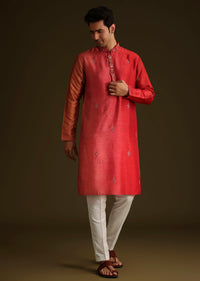 Red Silk Ombre Kurta Set