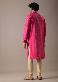 Red Silk Lehariya Print Kurta Set