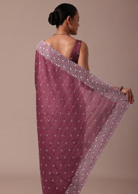 Onion Pink Tussar Saree With Unstitched Blouse