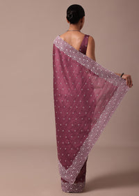 Onion Pink Tussar Saree With Unstitched Blouse