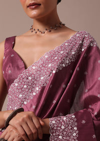 Onion Pink Tussar Saree With Unstitched Blouse