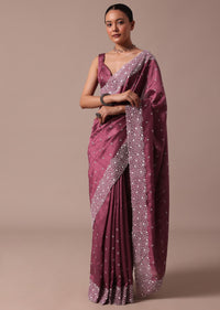 Onion Pink Tussar Saree With Unstitched Blouse