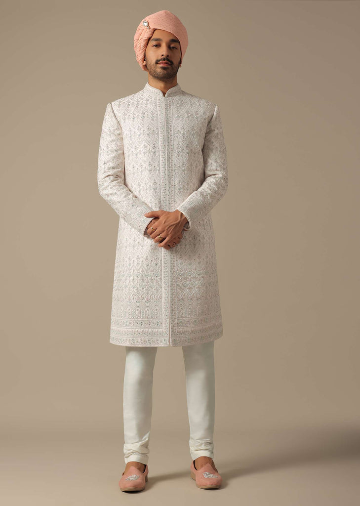 Regal Pink Groom's Sherwani Set