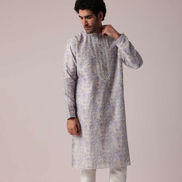 Regal Purple Kurta Set For Men