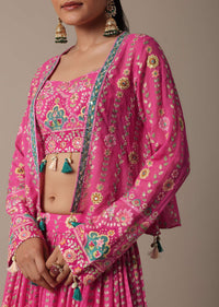 Regal Purple Printed Lehenga Set With Embellished Jacket