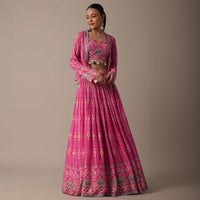 Regal Purple Printed Lehenga Set With Embellished Jacket