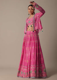 Regal Purple Printed Lehenga Set With Embellished Jacket