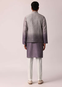 Regal Purple Silk Jacket Kurta Set For Men