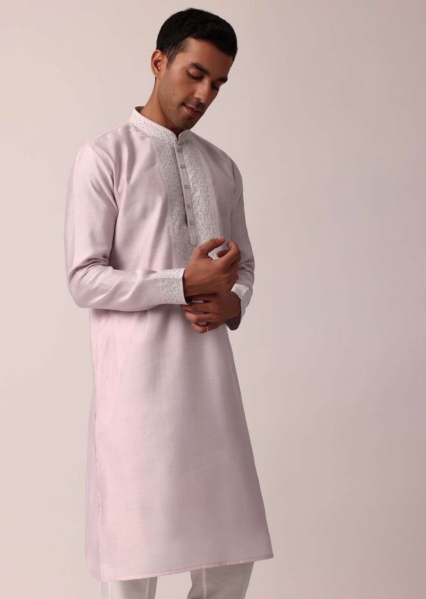 Regal Purple Silk Kurta Set For Men