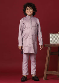 Regal Purple Silk Sherwani Set For Boys
