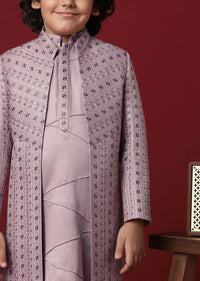 Regal Purple Silk Sherwani Set For Boys