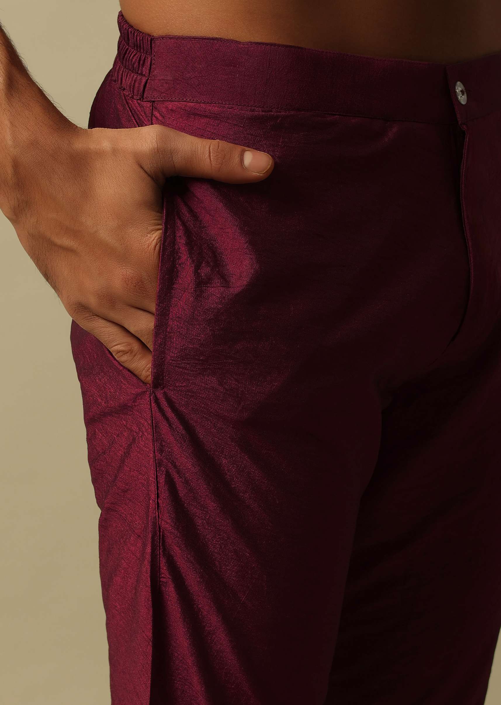 Regal Red Silk Indowestern For Men