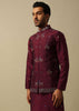 Regal Red Silk Indowestern For Men