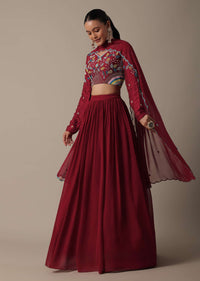 Regal Red Silk Lehenga Set With Exquisite Embroidery