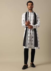 White Foil Print Kurta Set