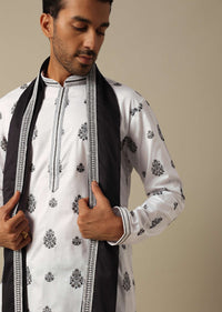 White Foil Print Kurta Set