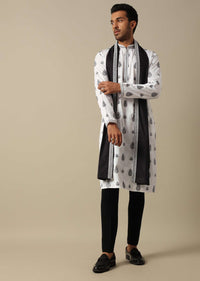 White Foil Print Kurta Set