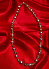 Rose brown pearl and black bead studded long party wear necklace only on Kalki