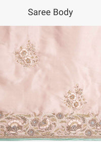 Rose Gold Saree In Satin With Embroidered Butti And Border Online - Kalki Fashion