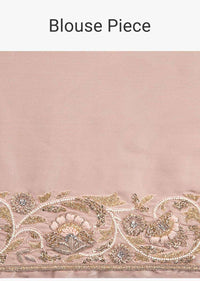 Rose Gold Saree In Satin With Embroidered Butti And Border Online - Kalki Fashion