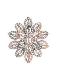 Rose Gold And Grey Studs In Floral Pattern With Stone And Crystal Work Online - Kalki Fashion