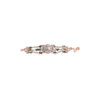 Rose Gold Bracelet With Semi-Precious Carved Beads, Swarovski Crystals And Delicate Pearl Accents By Prerto