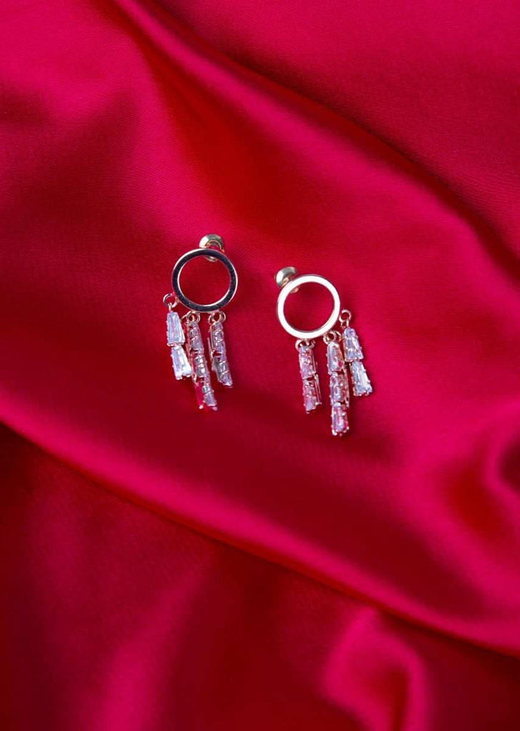 Rose gold drop earring with crystal drop