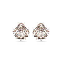 Rose Gold Earrings With Glinting Swarovski Crystals And Semi Precious Stones In Ethnic Design By Prerto