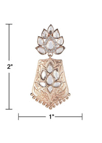 Rose Gold Plated Dangling Earrings With Crystal And Stones In Floral Pattern Online - Kalki Fashion