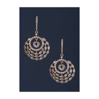 Rose Gold Plated Earrings In Circular Motif Studded With Stones And Crystals Online - Kalki Fashion