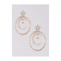 Rose Gold Plated Earrings With Bugle Beads And Crystals In Dangling Oval Motifs Online - Kalki Fashion