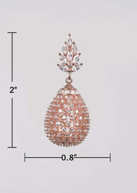 Rose Gold Plated Earrings With Stones, Crystals And Bugle Beads In Dangling Drop Pattern Online - Kalki Fashion