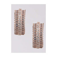 Rose Gold Plated Hoop Earrings Studded With Stones And Bugle Beads Online - Kalki Fashion